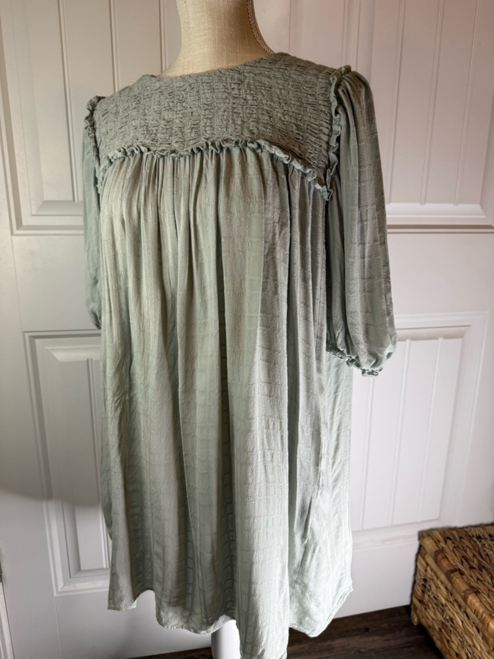 Petal & Pup Sage Smocked Detail Dress